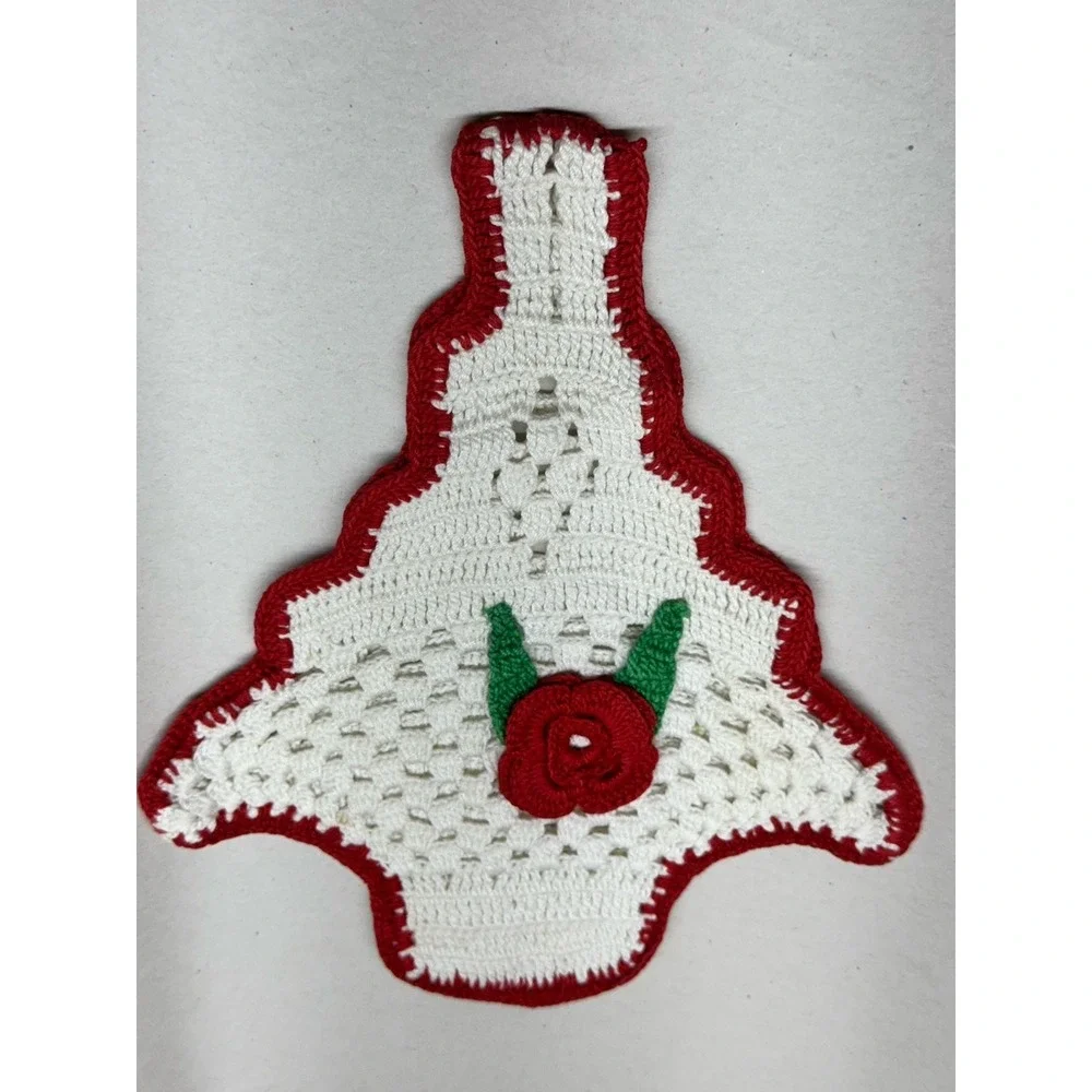 Handmade 40s 50s crocheted basket With Flower Pot Holder Doily Wall Art‎ 9